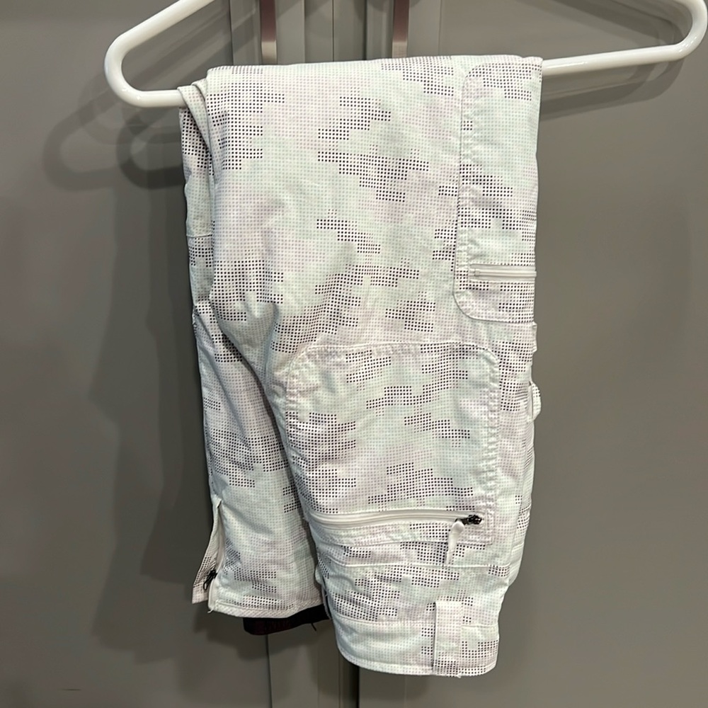 Burton Girl Large Cargo Snowboard pants.  White,  purple,  mint green.